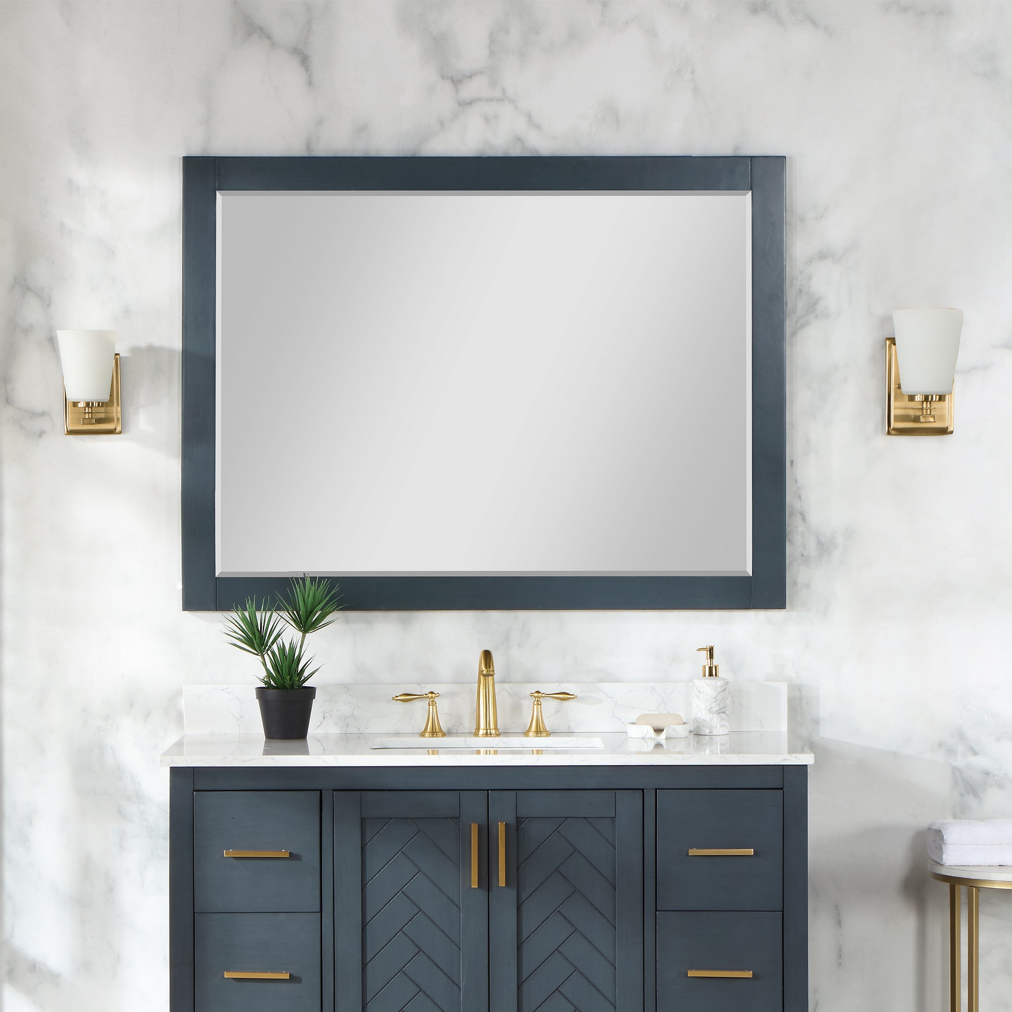 Maribella 48" Rectangular Bathroom Wood Framed Wall Mirror