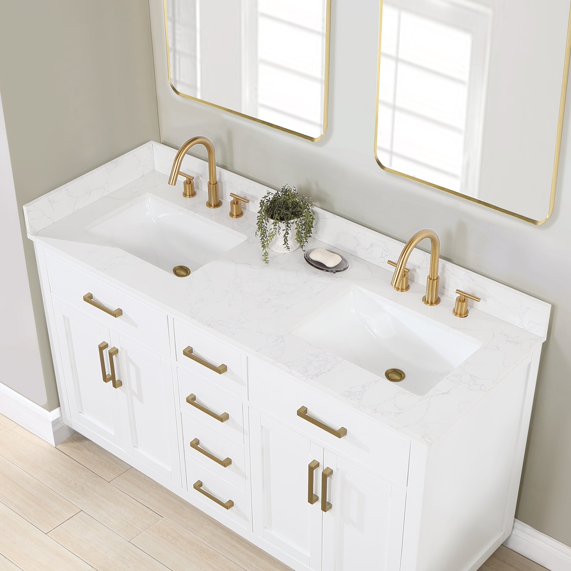 Gavino 60" Double Bathroom Vanity with Composite Stone Countertop