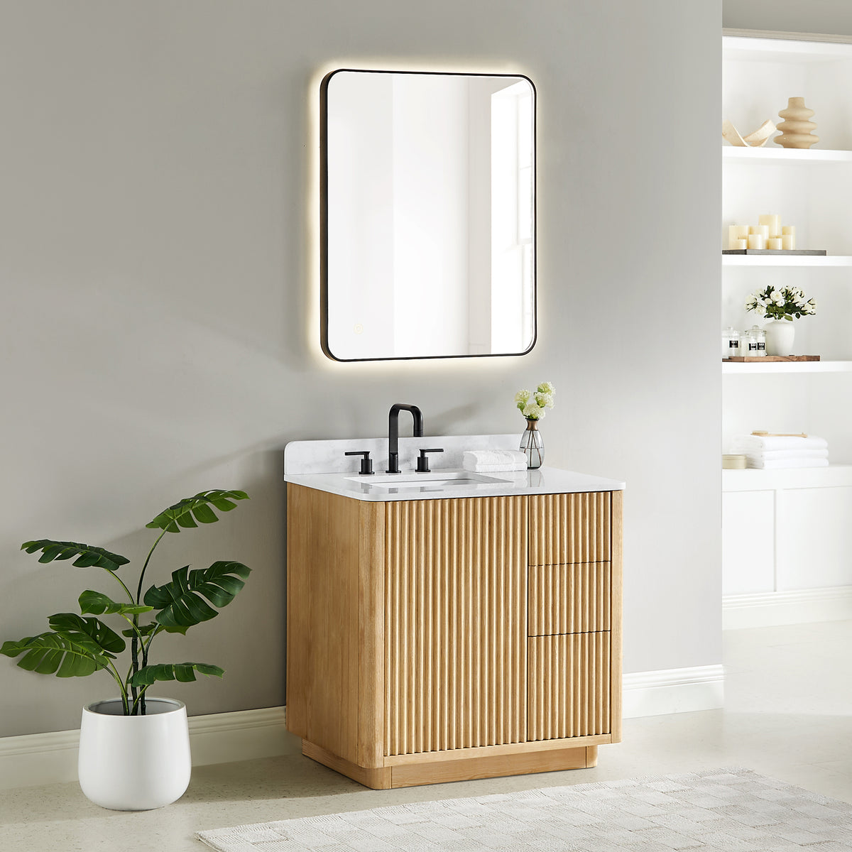 脱毛器 GRANTS VANITY Altair Clayton 84 in. Double Freestanding Washed Light Brown