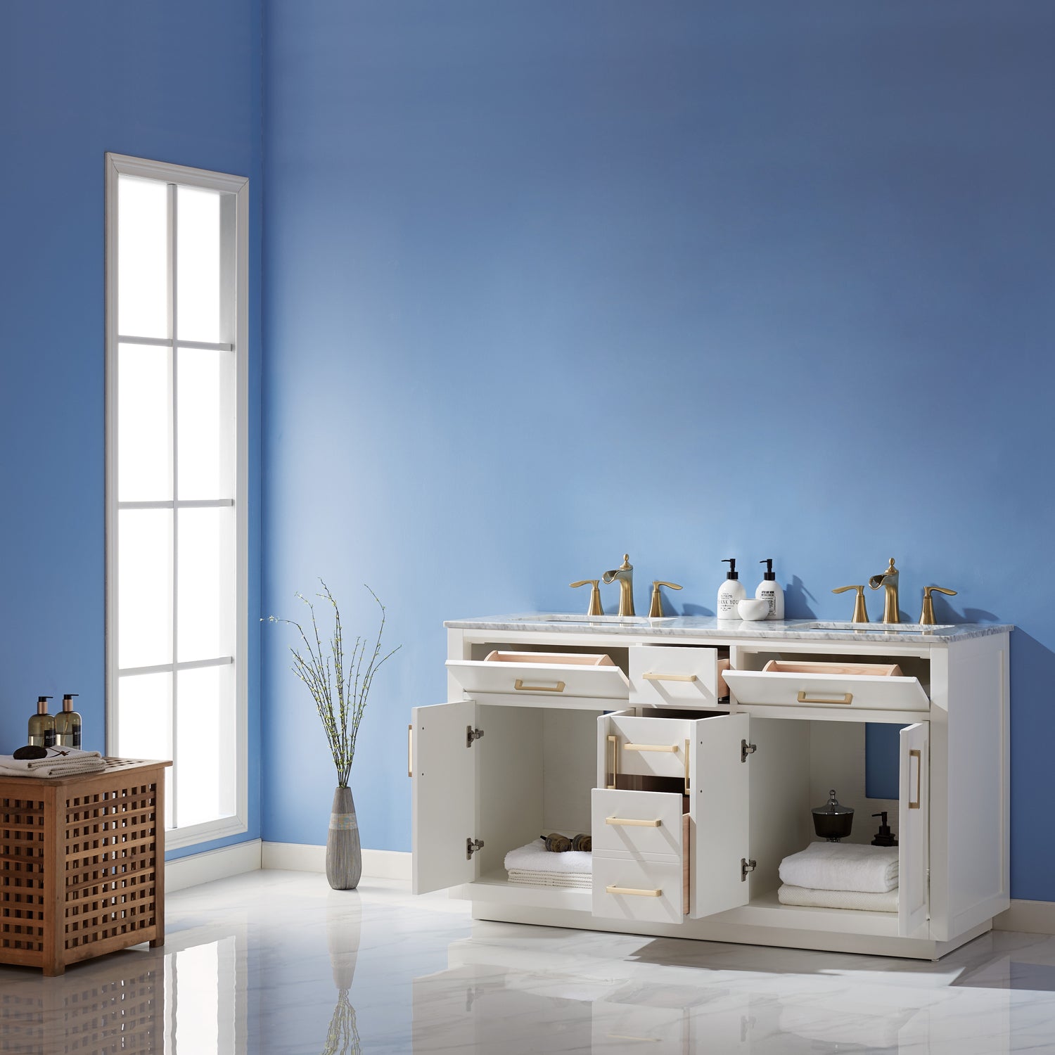 Ivy 60" Double Bathroom Vanity Cabinet Only