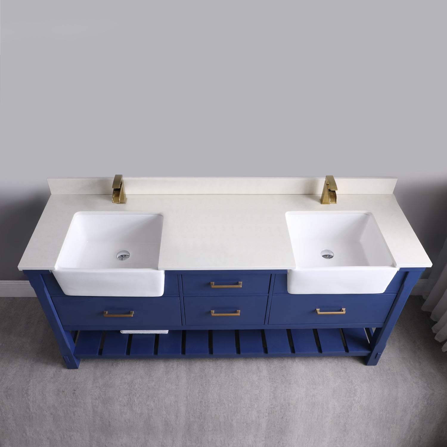 Georgia 72" Double Bathroom Vanity Set with White Farmhouse Basins