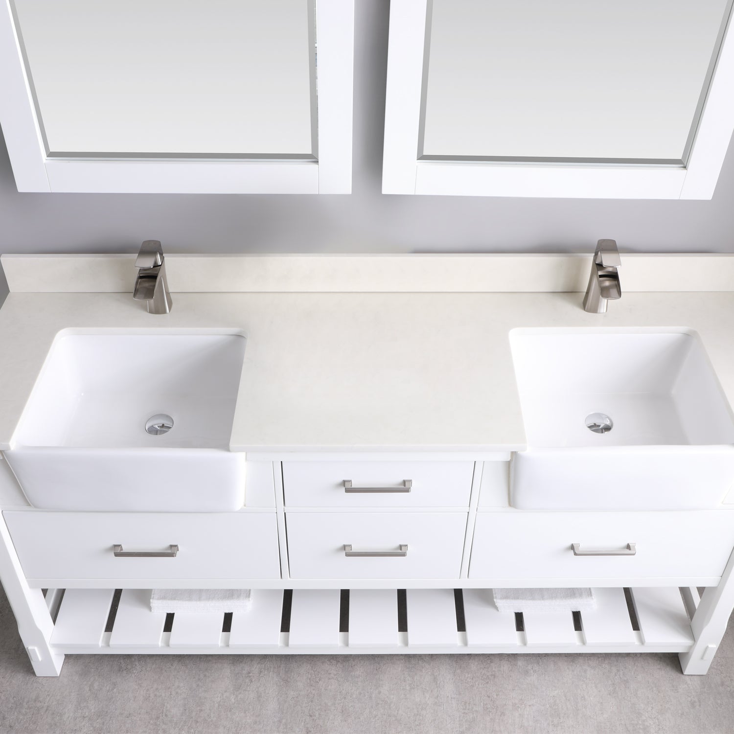Georgia 72" Double Bathroom Vanity Set with White Farmhouse Basins