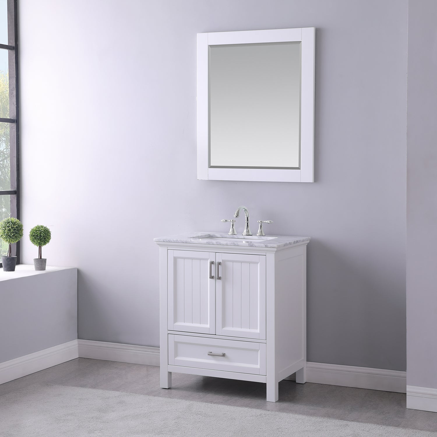 Isla 30" Single Bathroom Vanity Set with Carrara White Marble Countertop