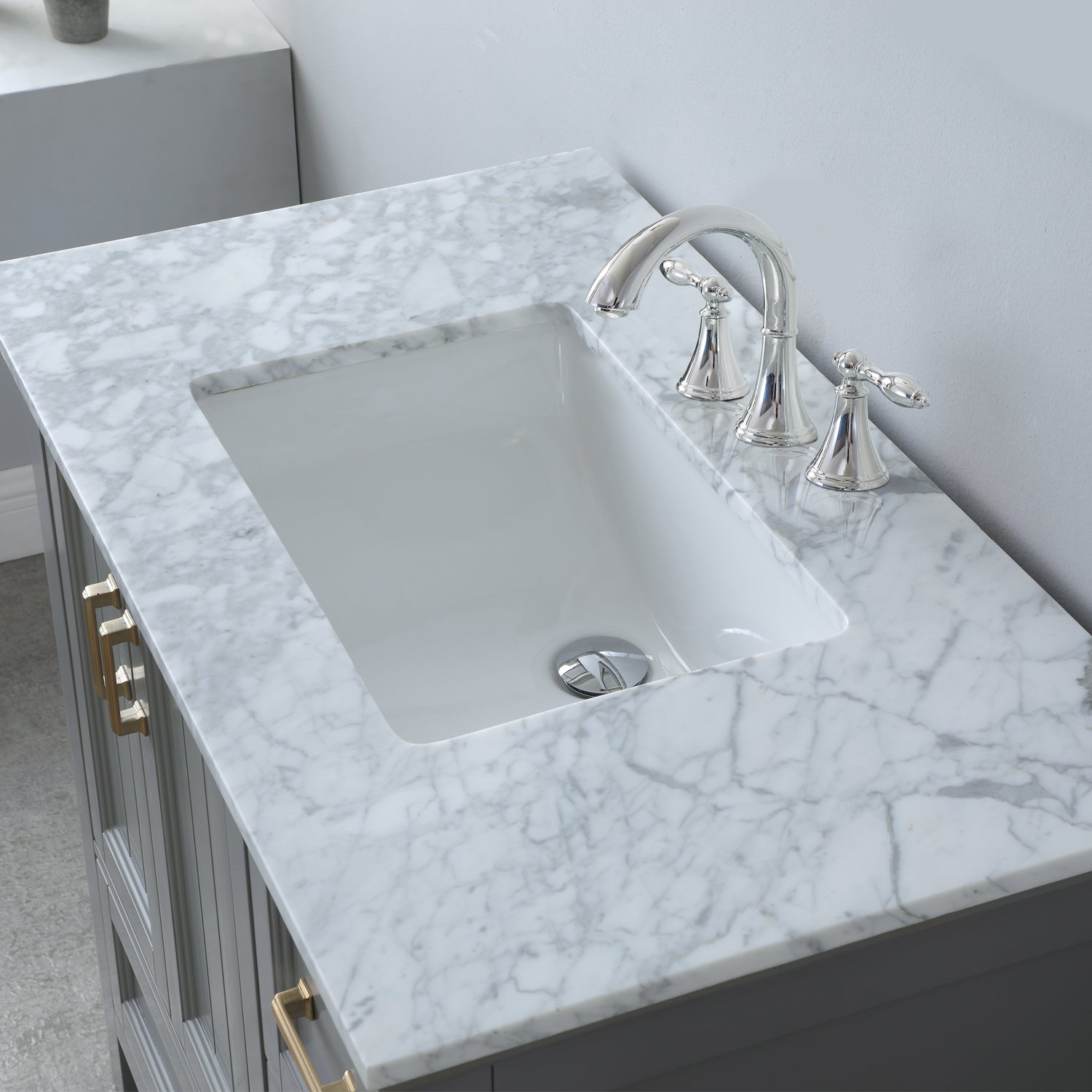 Isla 36" Single Bathroom Vanity Set with Carrara White Marble Countertop