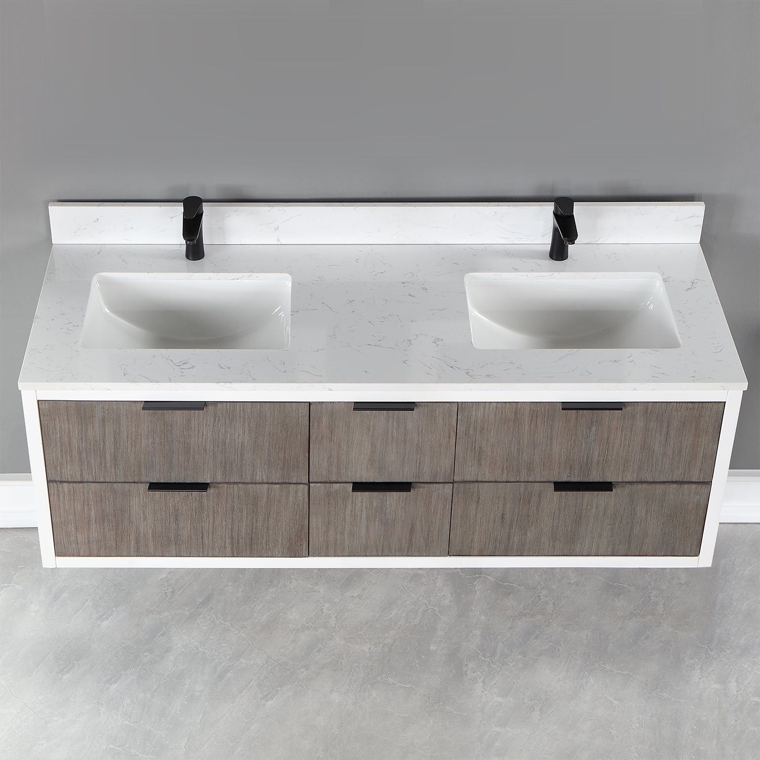 Dione 60" Double Bathroom Vanity Set with Aosta White Stone Countertop