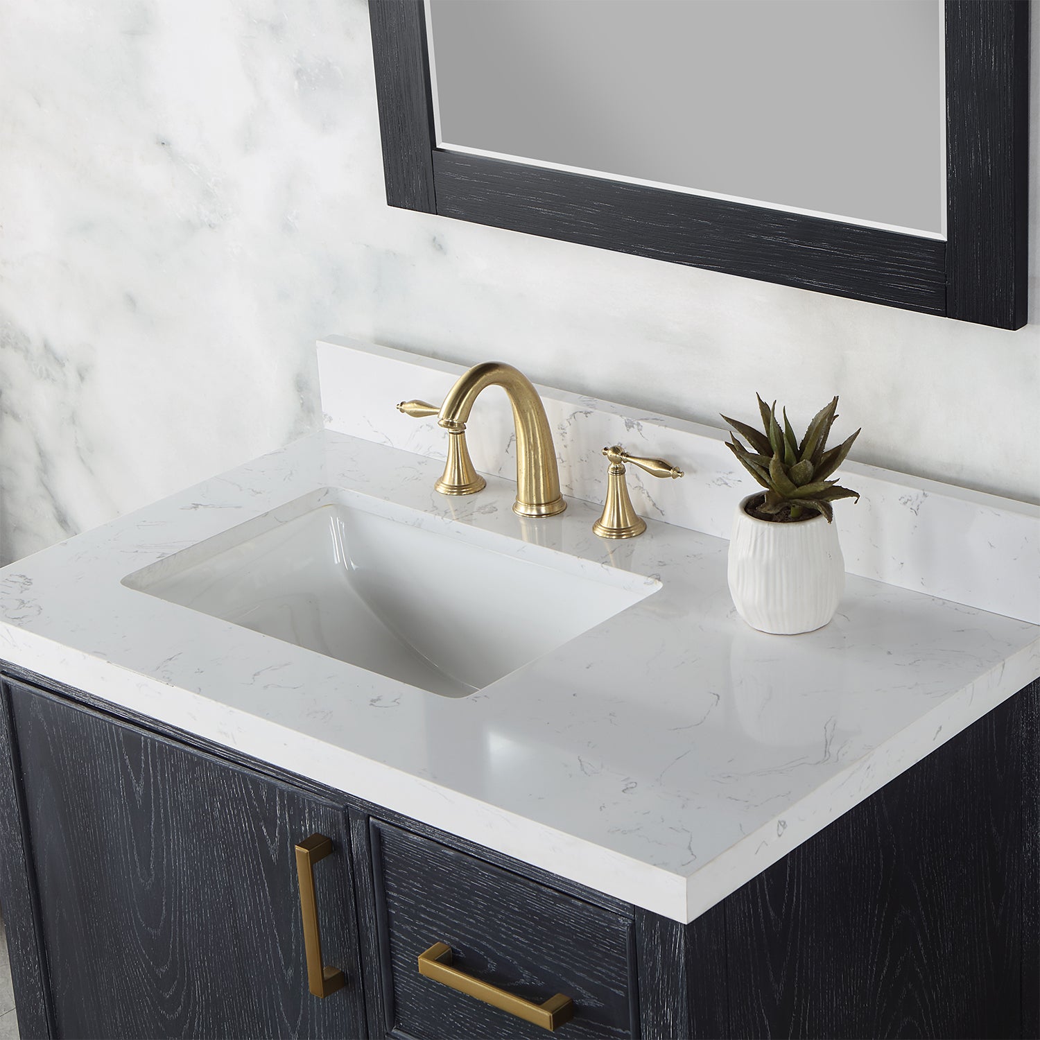 Weiser 36" Single Bathroom Vanity Set with Composite Aosta White Stone Countertop
