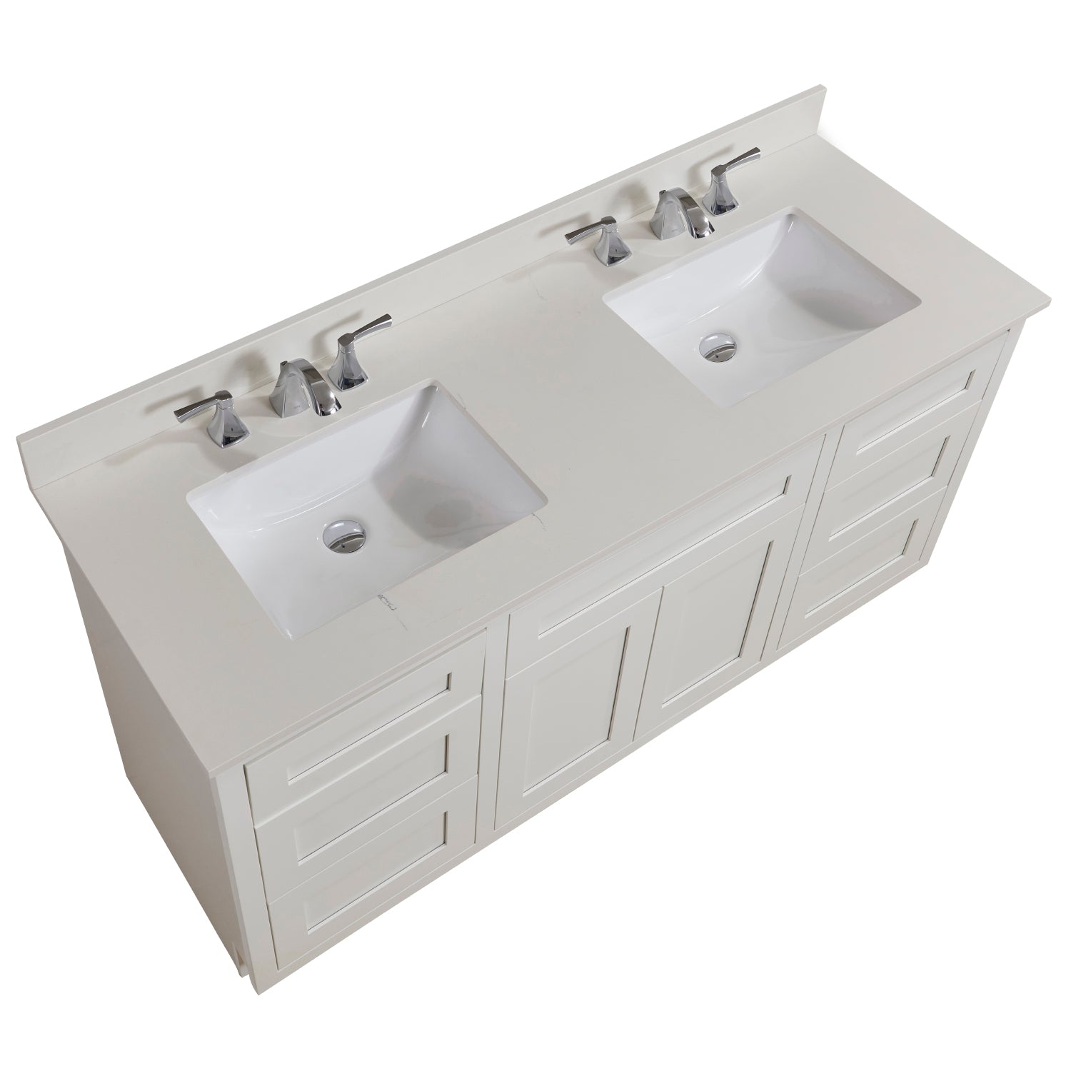 Belluno Double Sink Bathroom Vanity Countertop in Milano White