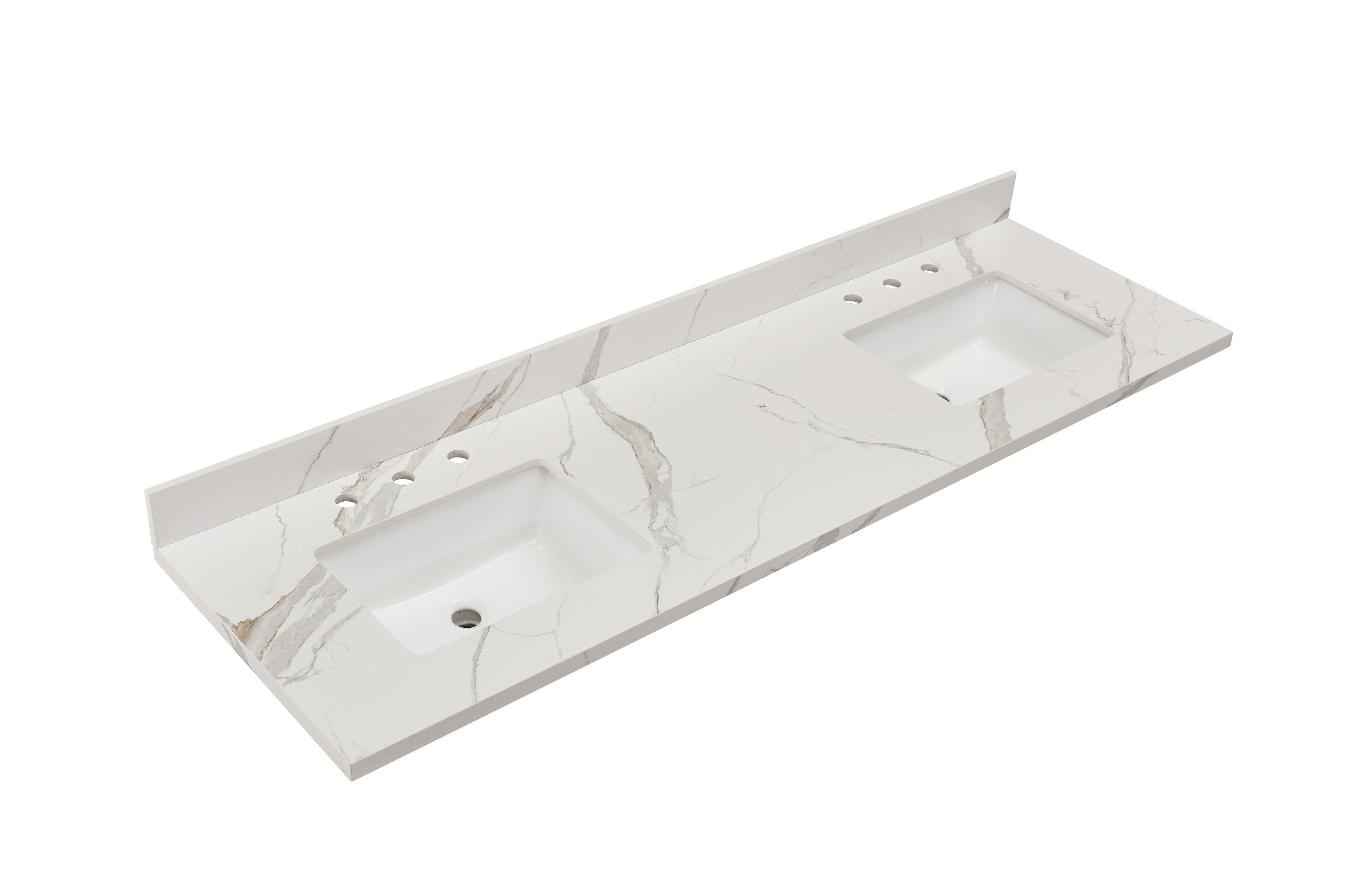 Eivissia Double Sink Bathroom Vanity Countertop in Calacatta White