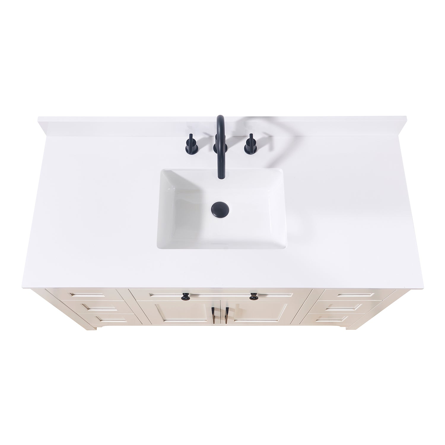 Andalo Stone effects Single Sink Vanity Top in Snow White with White Sink