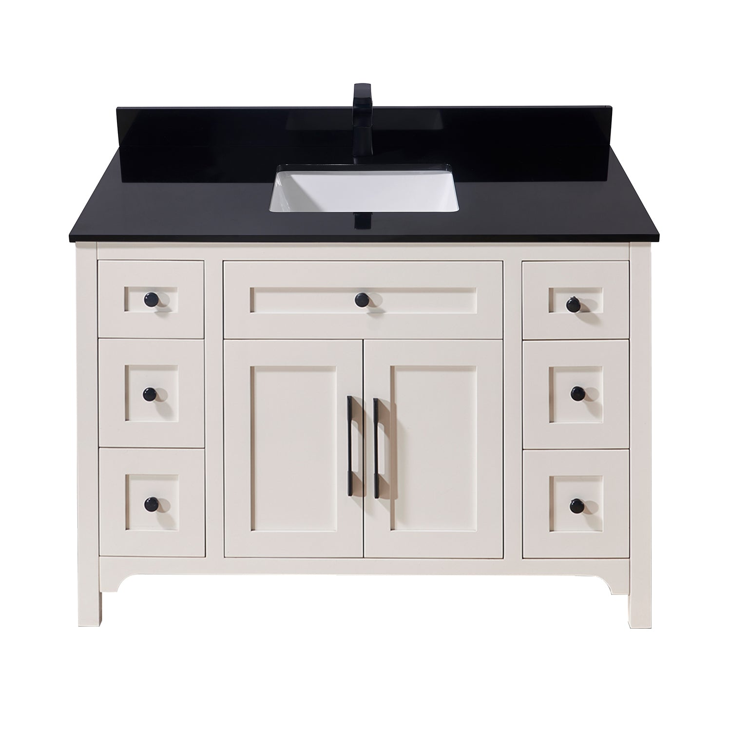 Feltre Stone effects Single Sink Vanity Top in Imperial Black with White Sink