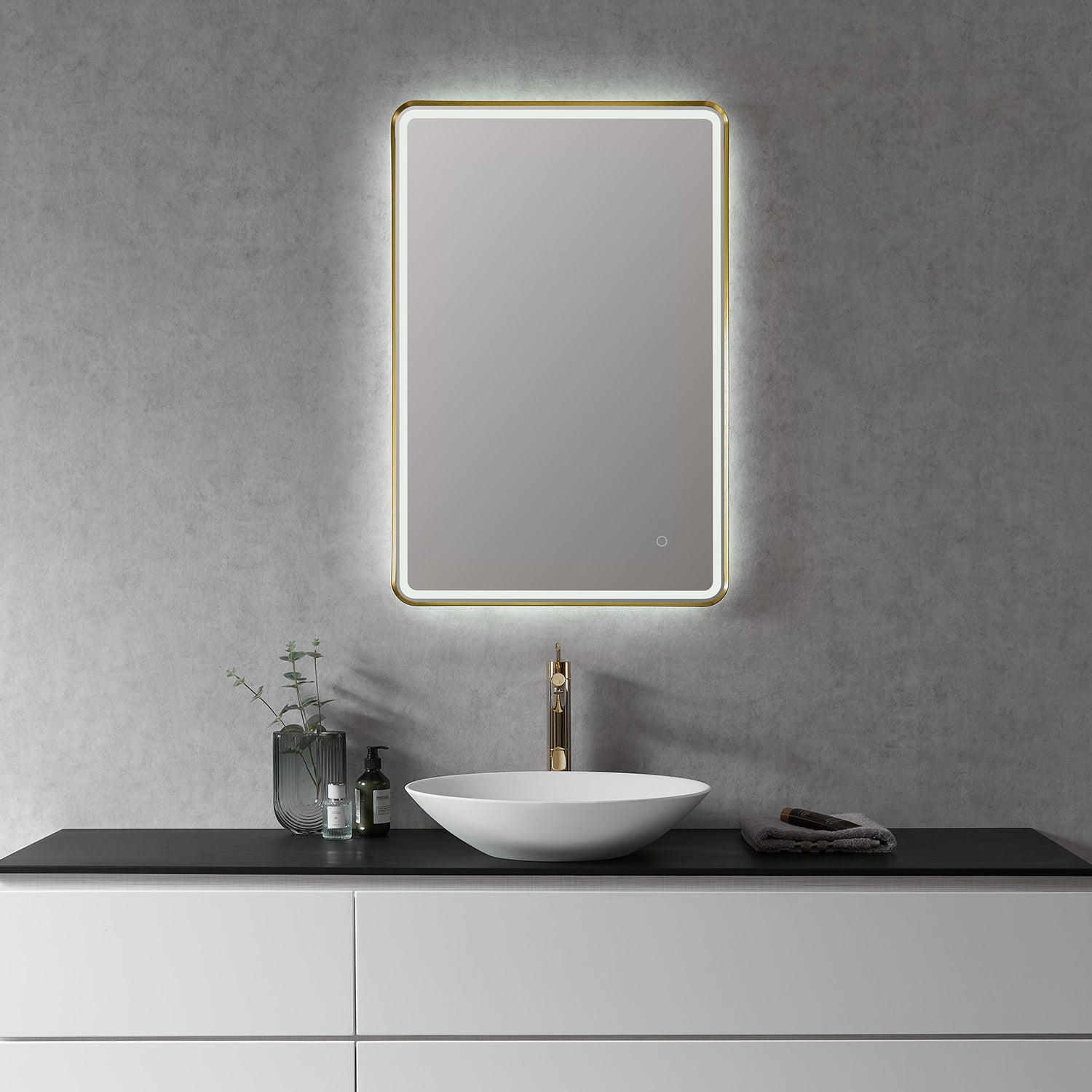 Viaggi Rectangle 24" Framed Modern Bathroom Vanity LED Lighted Wall Mirror