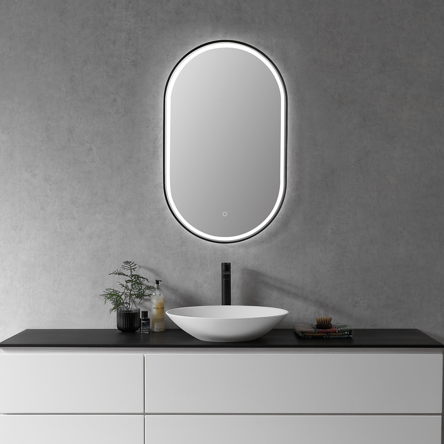 Oleggio Oval 36" Framed Modern Bathroom Vanity LED Lighted Wall Mirror