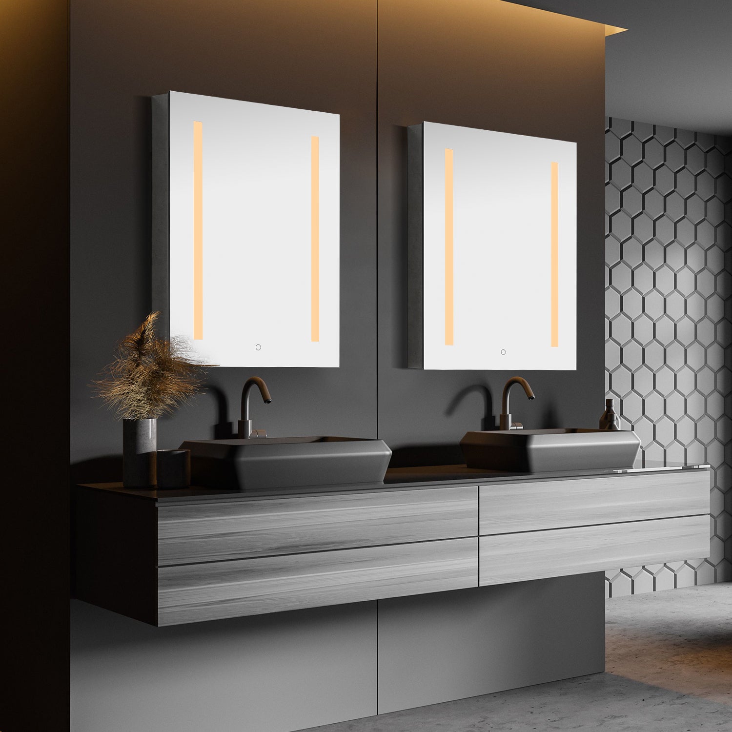 Catola Rectangle Frameless Surface-Mount/Recessed LED Lighted Bathroom Medicine Cabinet