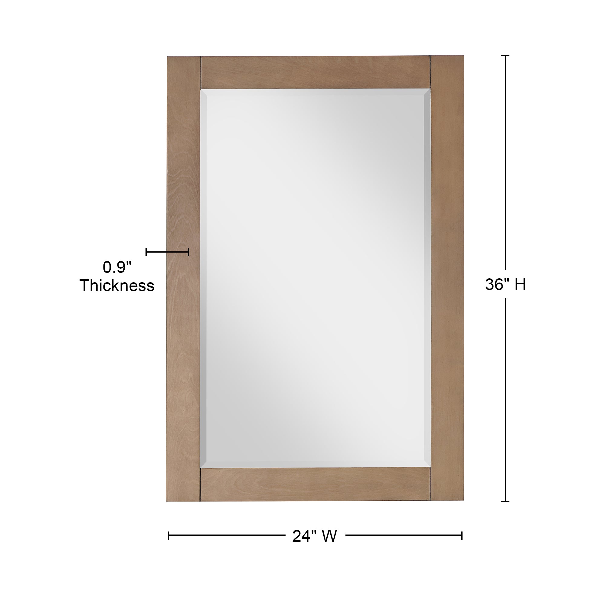 Ivy 24" Rectangular Bathroom Wood Framed Wall Mirror