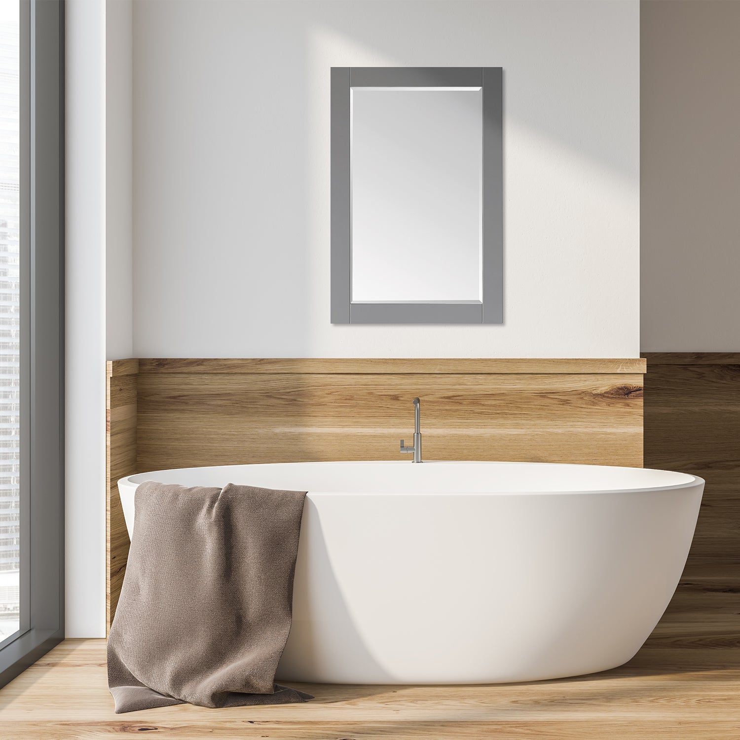 Ivy 24" Rectangular Bathroom Wood Framed Wall Mirror