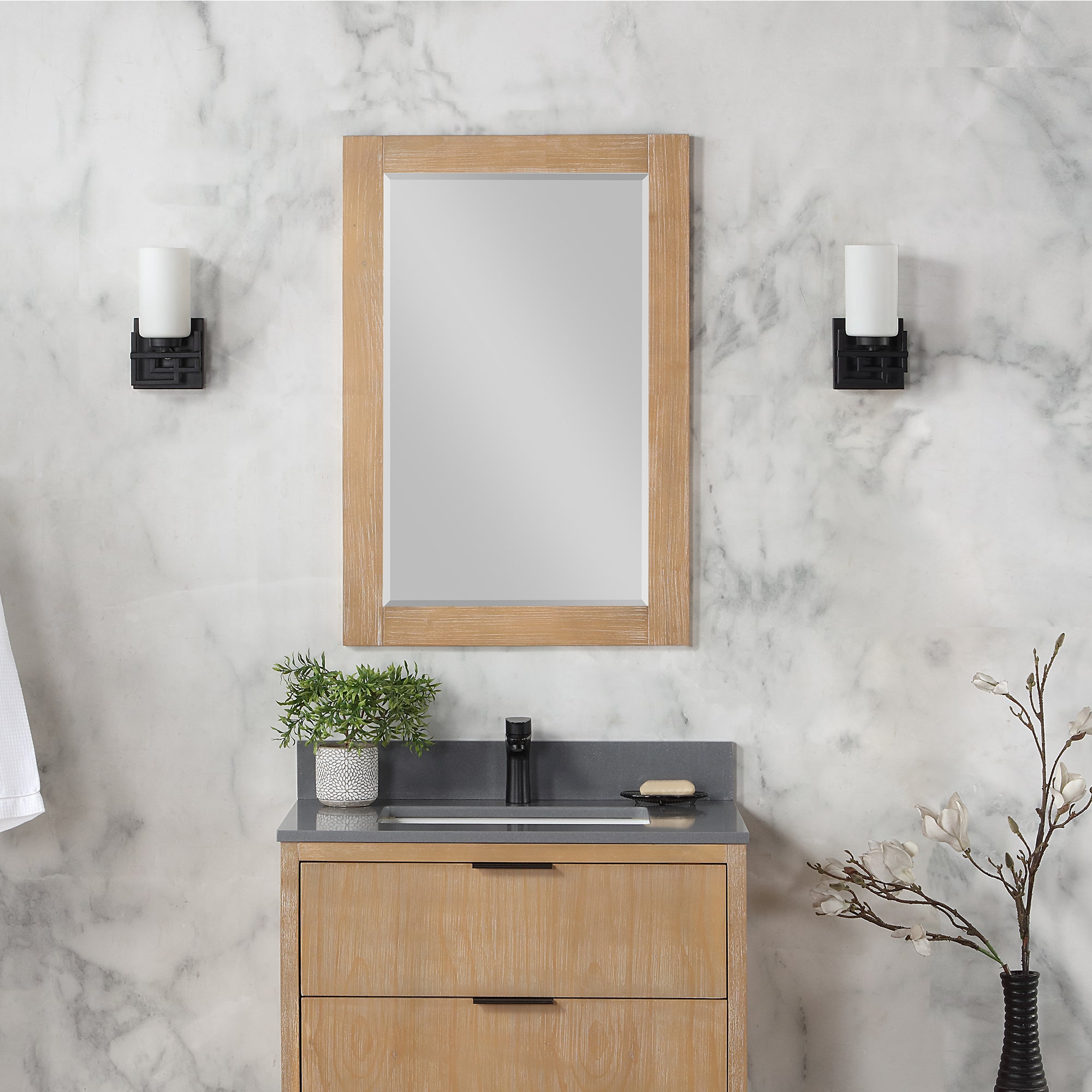 Ivy 24" Rectangular Bathroom Wood Framed Wall Mirror