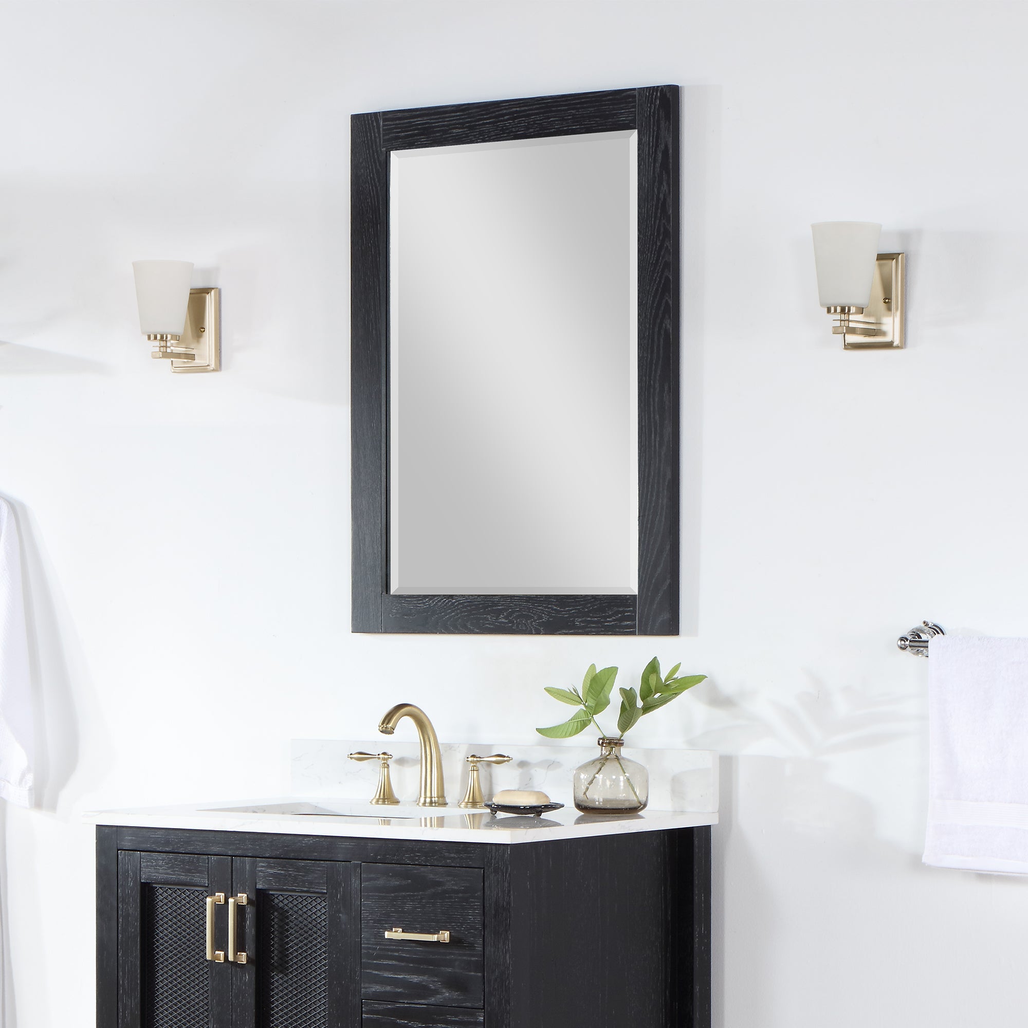 Ivy 28" Rectangular Bathroom Wood Framed Wall Mirror