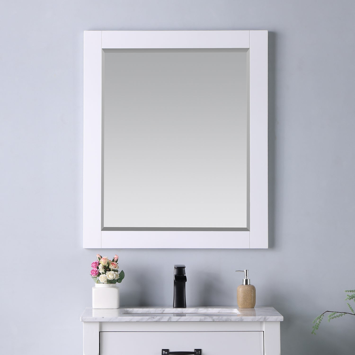 Maribella 28" Rectangular Bathroom Wood Framed Wall Mirror