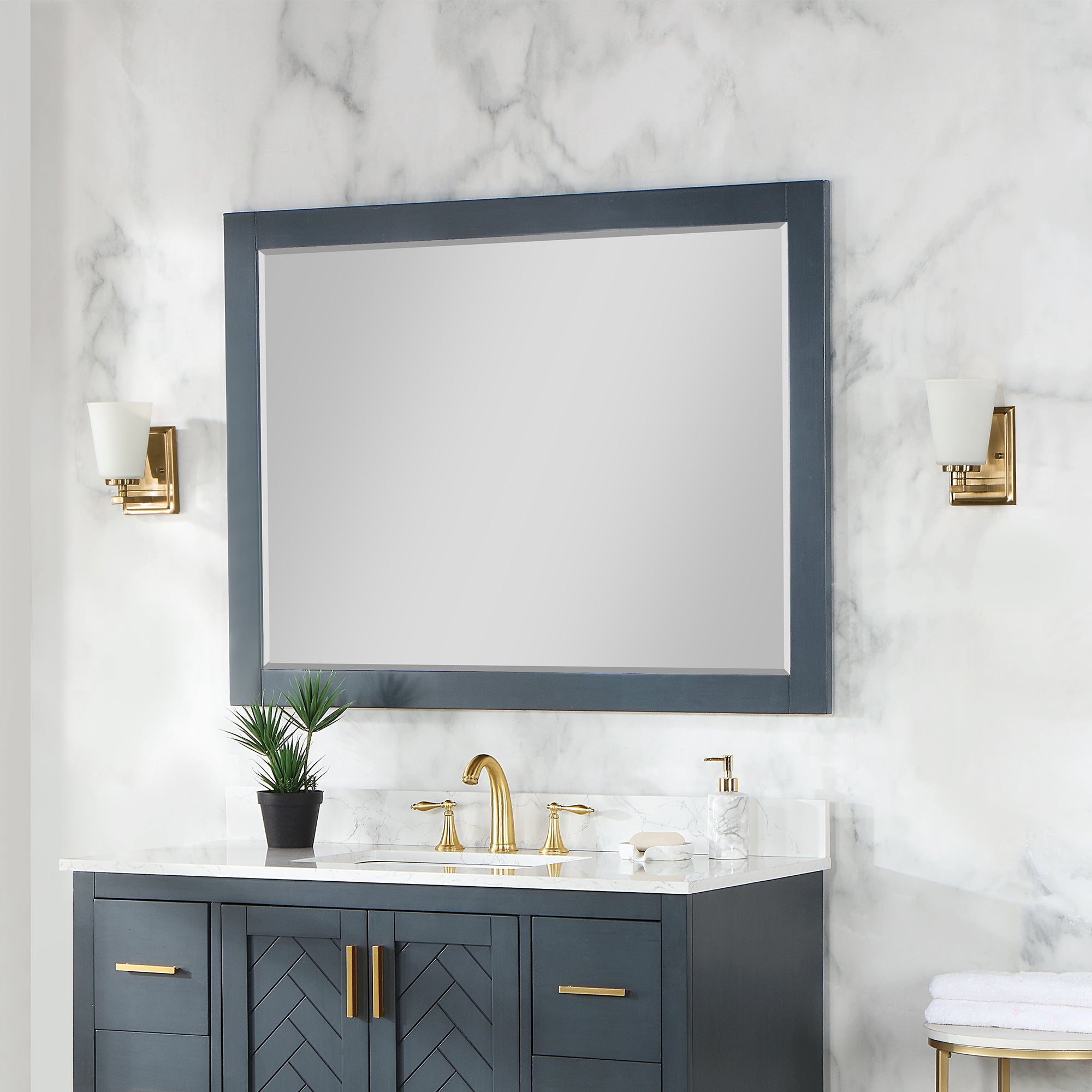 Maribella 48" Rectangular Bathroom Wood Framed Wall Mirror