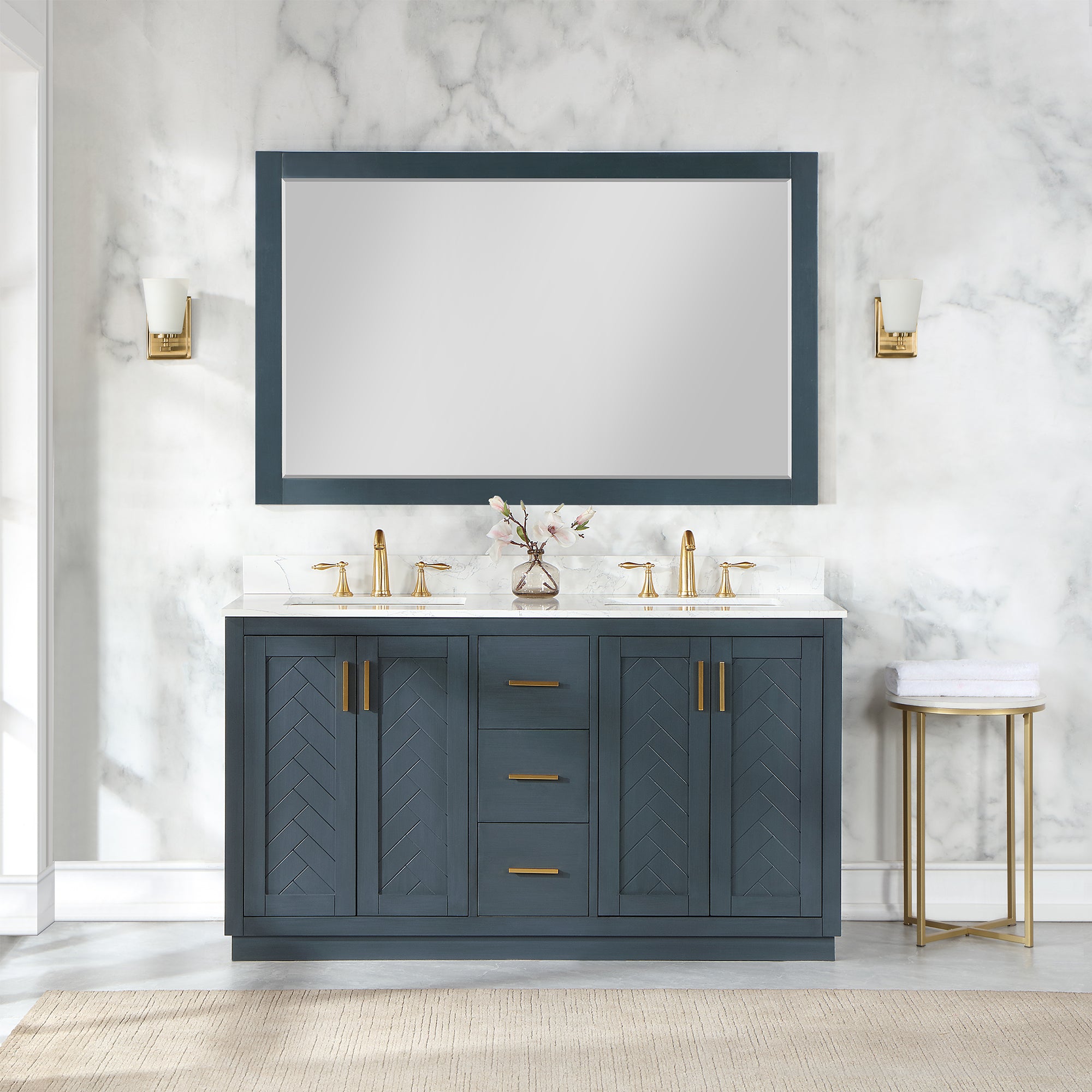Maribella 58" Rectangular Bathroom Wood Framed Wall Mirror