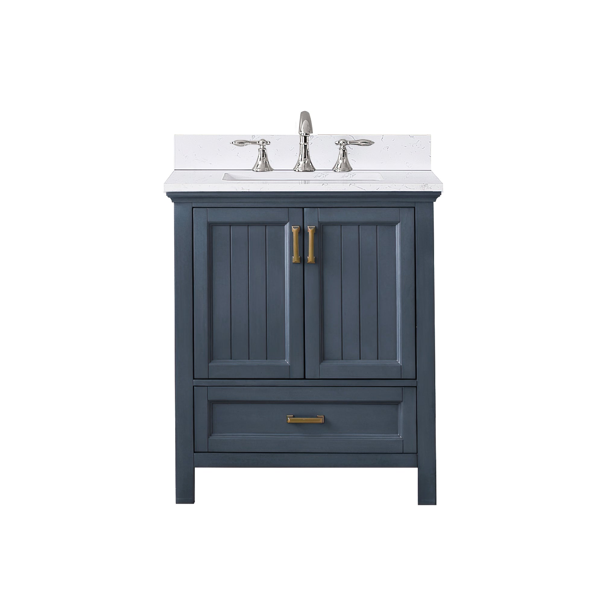 Isla 30" Single Bathroom Vanity Set with Aosta White Engineered Stone Countertop