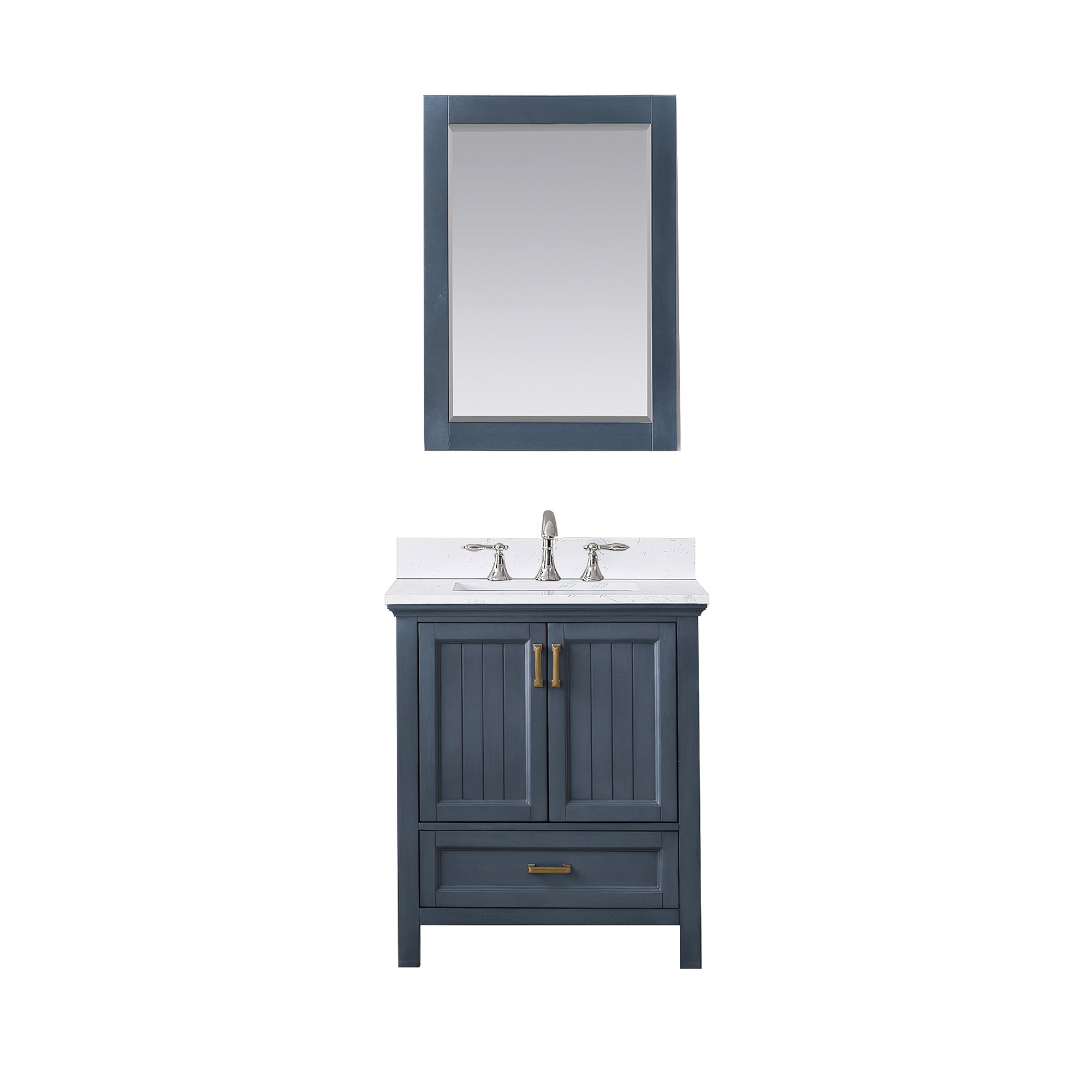 Isla 30" Single Bathroom Vanity Set with Aosta White Engineered Stone Countertop