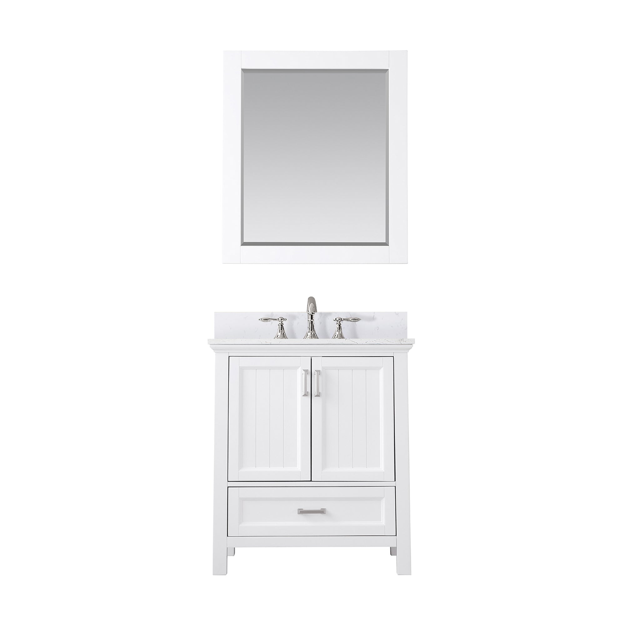 Isla 30" Single Bathroom Vanity Set with Aosta White Engineered Stone Countertop