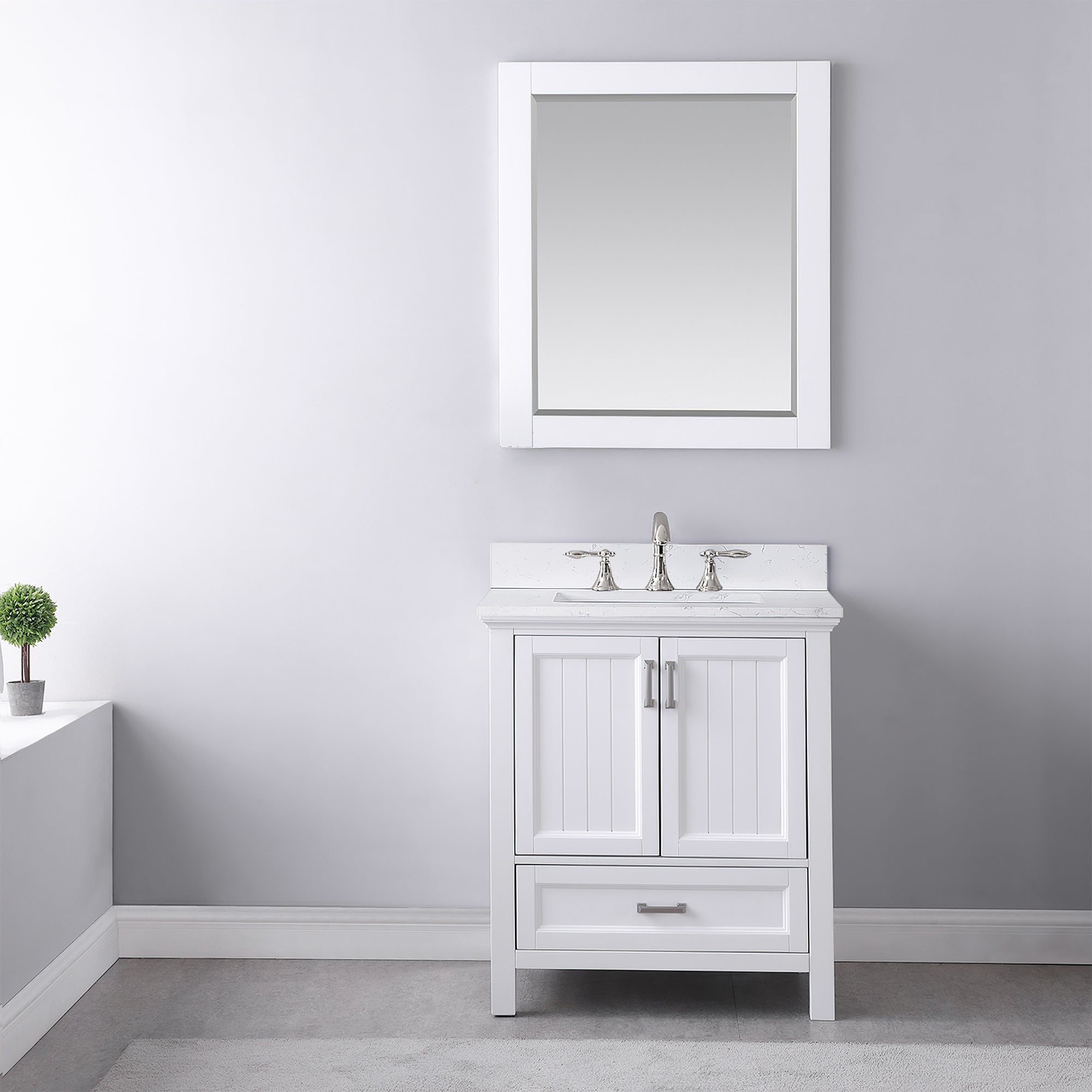 Isla 30" Single Bathroom Vanity Set with Aosta White Engineered Stone Countertop