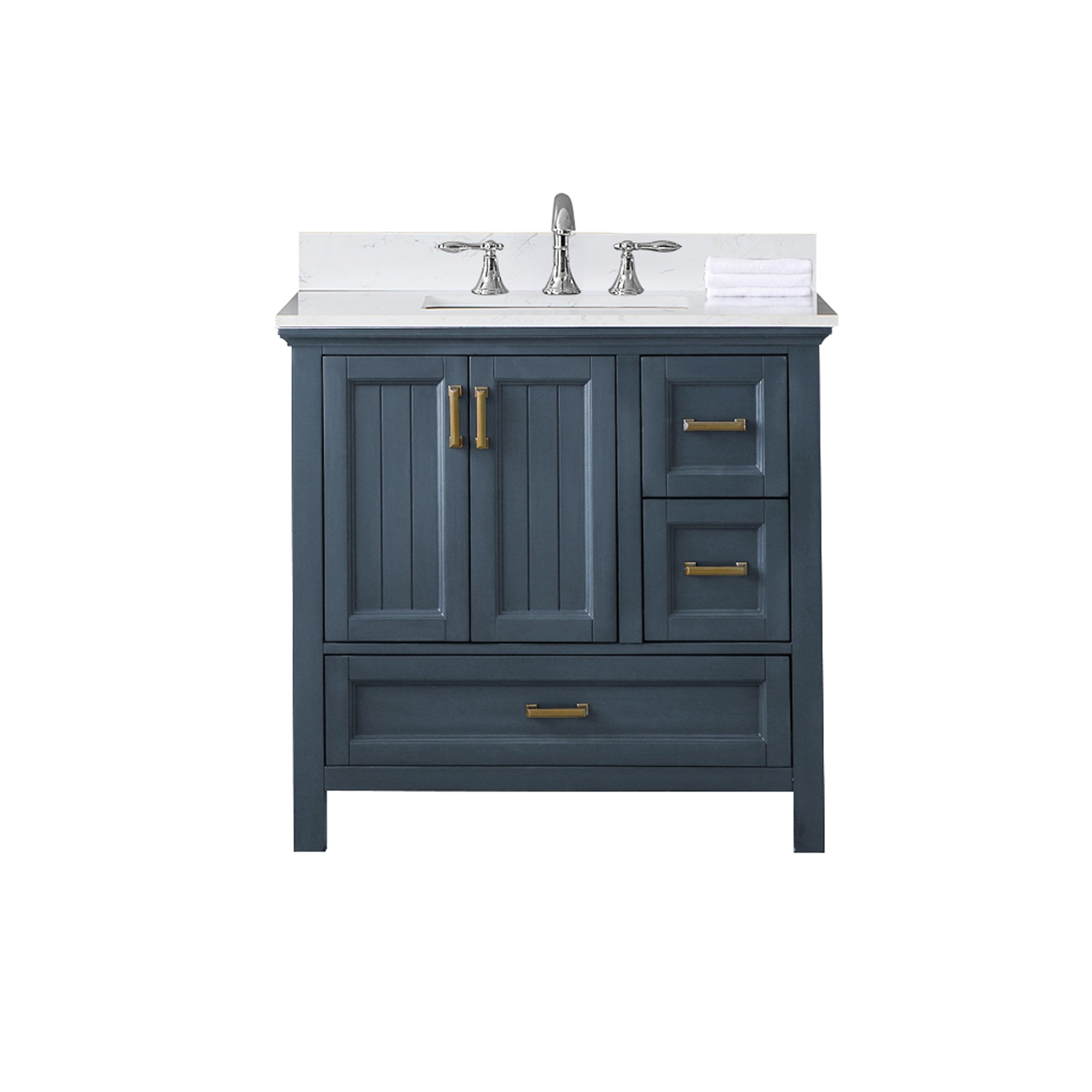 Isla 36" Single Bathroom Vanity Set with Aosta White Engineered Stone Countertop