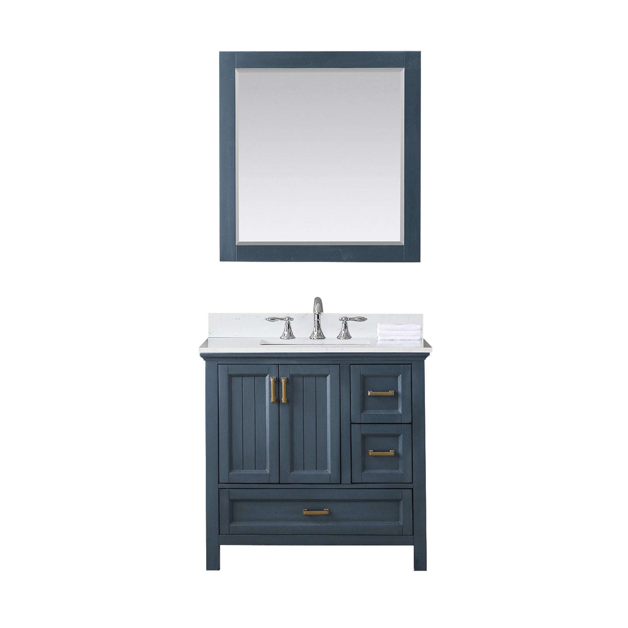 Isla 36" Single Bathroom Vanity Set with Aosta White Engineered Stone Countertop