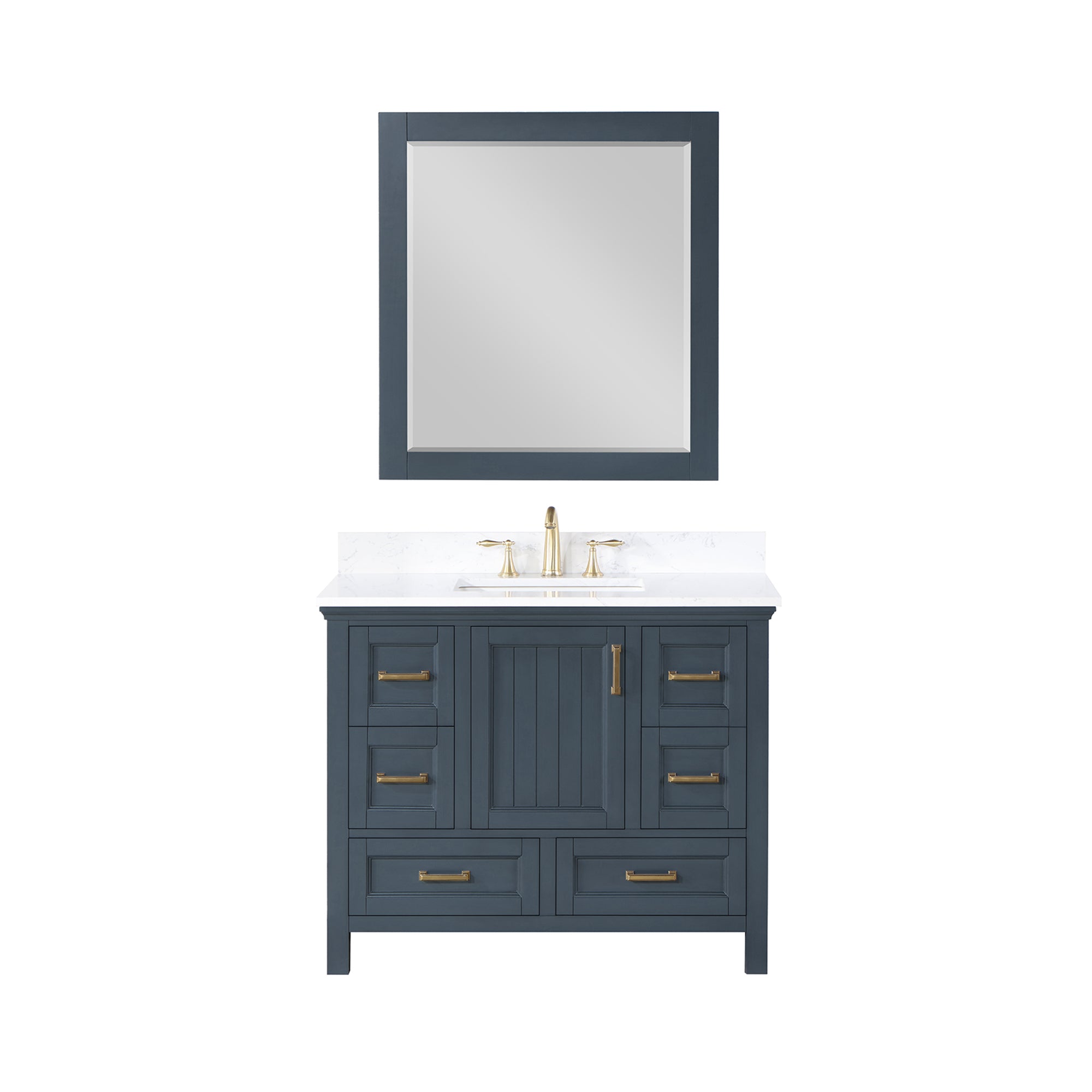 Isla 42" Single Bathroom Vanity Set with Aosta White Engineered Stone Countertop