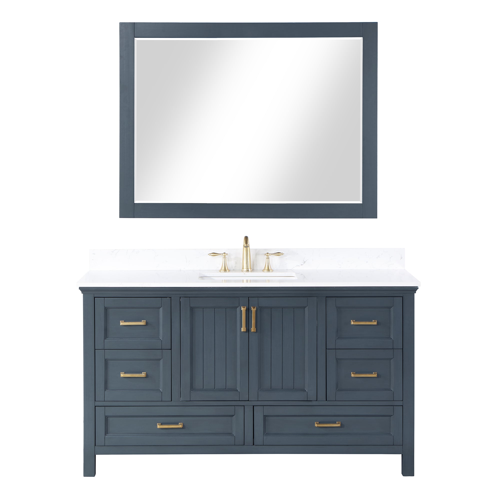 Isla 60" Single Bathroom Vanity Set with Aosta White Engineered Stone Countertop