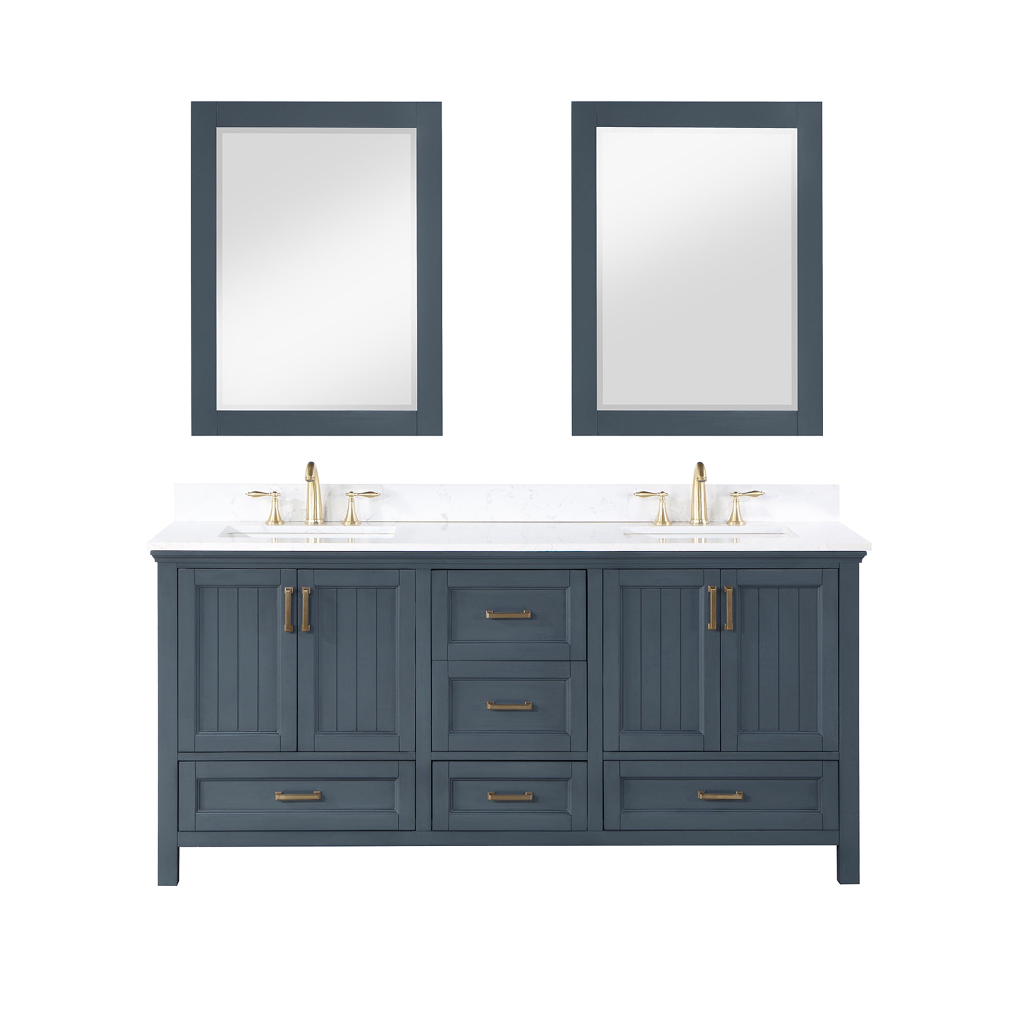 Isla 72" Double Bathroom Vanity Set with Aosta White Engineered Stone Countertop