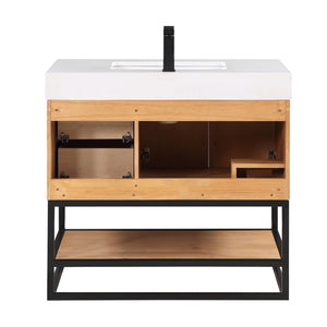 Bianco Single Bathroom Vanity with White Composite Stone Countertop
