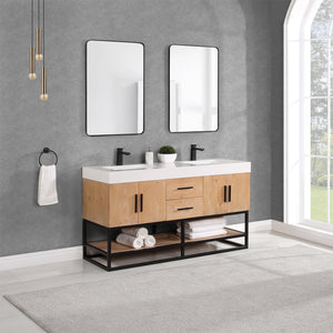 Bianco Double Bathroom Vanity with White Composite Stone Countertop