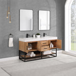 Load image into Gallery viewer, Bianco Double Bathroom Vanity with White Composite Stone Countertop
