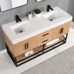 Load image into Gallery viewer, Bianco Double Bathroom Vanity with White Composite Stone Countertop
