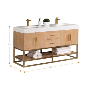 Bianco Double Bathroom Vanity with White Composite Stone Countertop