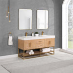 Load image into Gallery viewer, Bianco Double Bathroom Vanity with White Composite Stone Countertop
