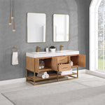 Load image into Gallery viewer, Bianco Double Bathroom Vanity with White Composite Stone Countertop
