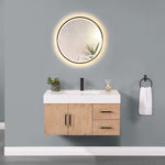 Load image into Gallery viewer, Corchia Wall-mounted Single Bathroom Vanity with White Composite Stone Countertop
