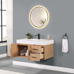 Load image into Gallery viewer, Corchia Wall-mounted Single Bathroom Vanity with White Composite Stone Countertop
