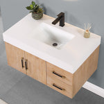 Load image into Gallery viewer, Corchia Wall-mounted Single Bathroom Vanity with White Composite Stone Countertop
