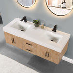 Load image into Gallery viewer, Corchia Wall-mounted Double Bathroom Vanity with White Composite Stone Countertop
