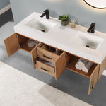 Load image into Gallery viewer, Corchia Wall-mounted Double Bathroom Vanity with White Composite Stone Countertop
