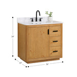 Load image into Gallery viewer, Perla 36&quot; Single Bathroom Vanity with Grain White Composite Stone Countertop
