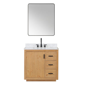 Perla 36" Single Bathroom Vanity with Grain White Composite Stone Countertop