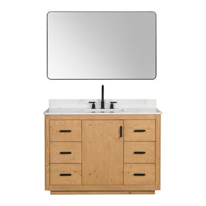 Perla 48" Single Bathroom Vanity with Grain White Composite Stone Countertop