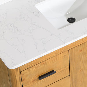 Perla 48" Single Bathroom Vanity with Grain White Composite Stone Countertop