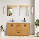 Load image into Gallery viewer, Perla 60&quot; Double Bathroom Vanity with Grain White Composite Stone Countertop
